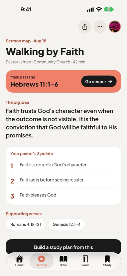 Sermon Map screen